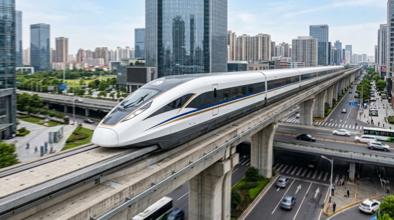 O supertrem chinês que flutua sobre a linha e foi projetado para alcançar impressionantes 600 km/h