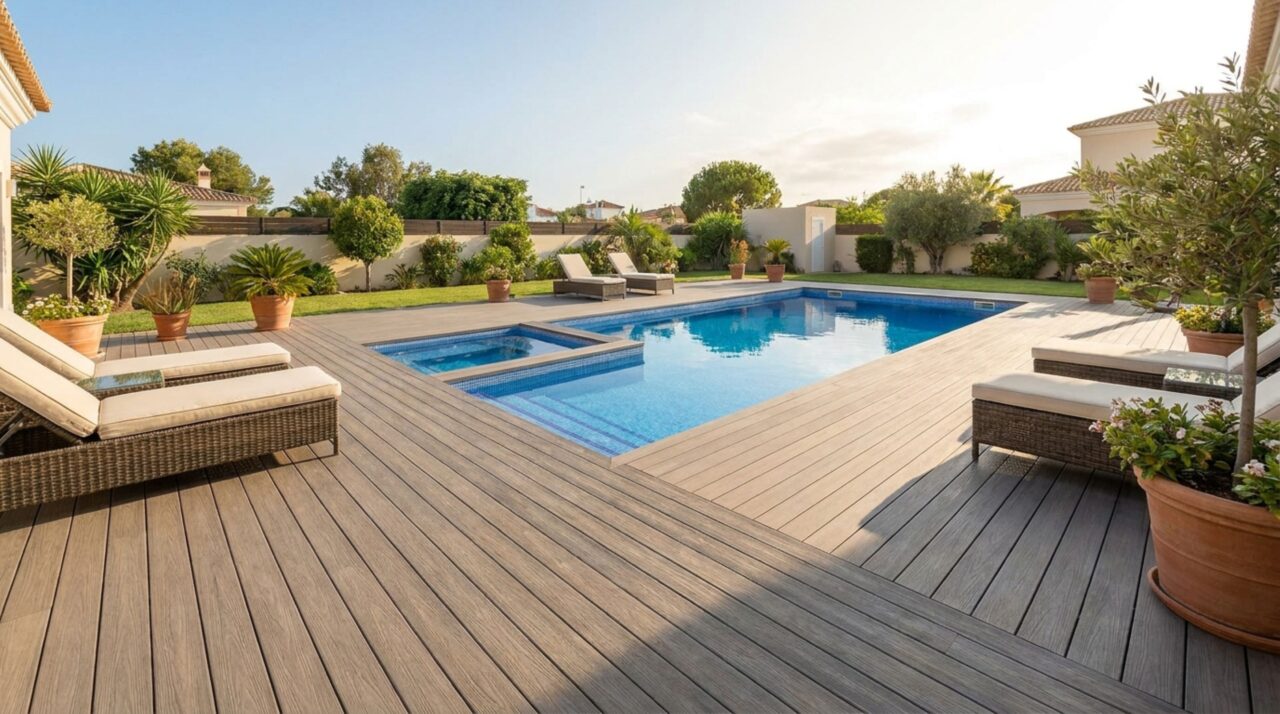 Adeus deck de madeira perto da piscina: material mais resistente ao apodrecimento e reduz o risco de farpas vira tendência em 2026