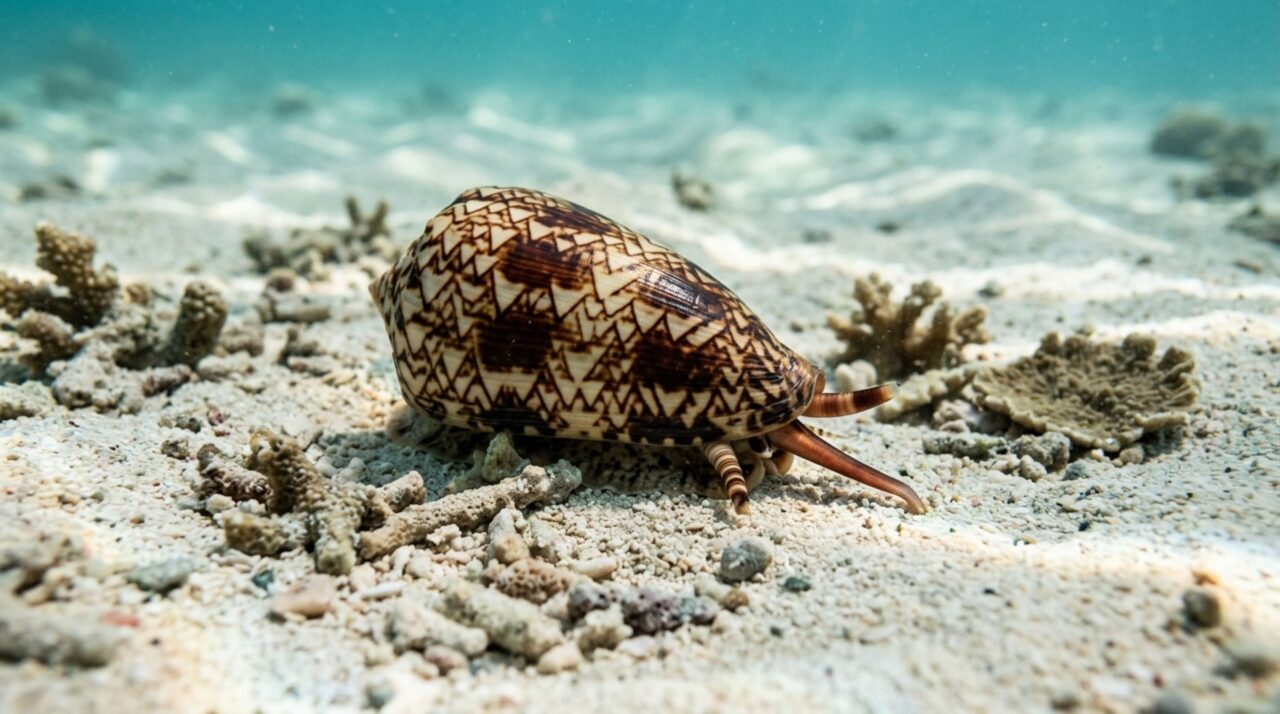 O caracol venenoso que parece inofensivo, mas dispara uma armadilha mortal contra peixes