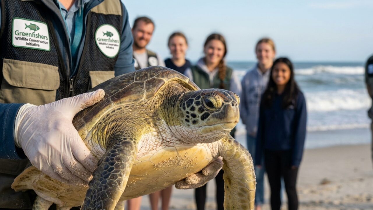Três animais escapam das redes de pesca e retornam ao oceano diante de estudantes em cidade com mais de 20 milhões de habitantes