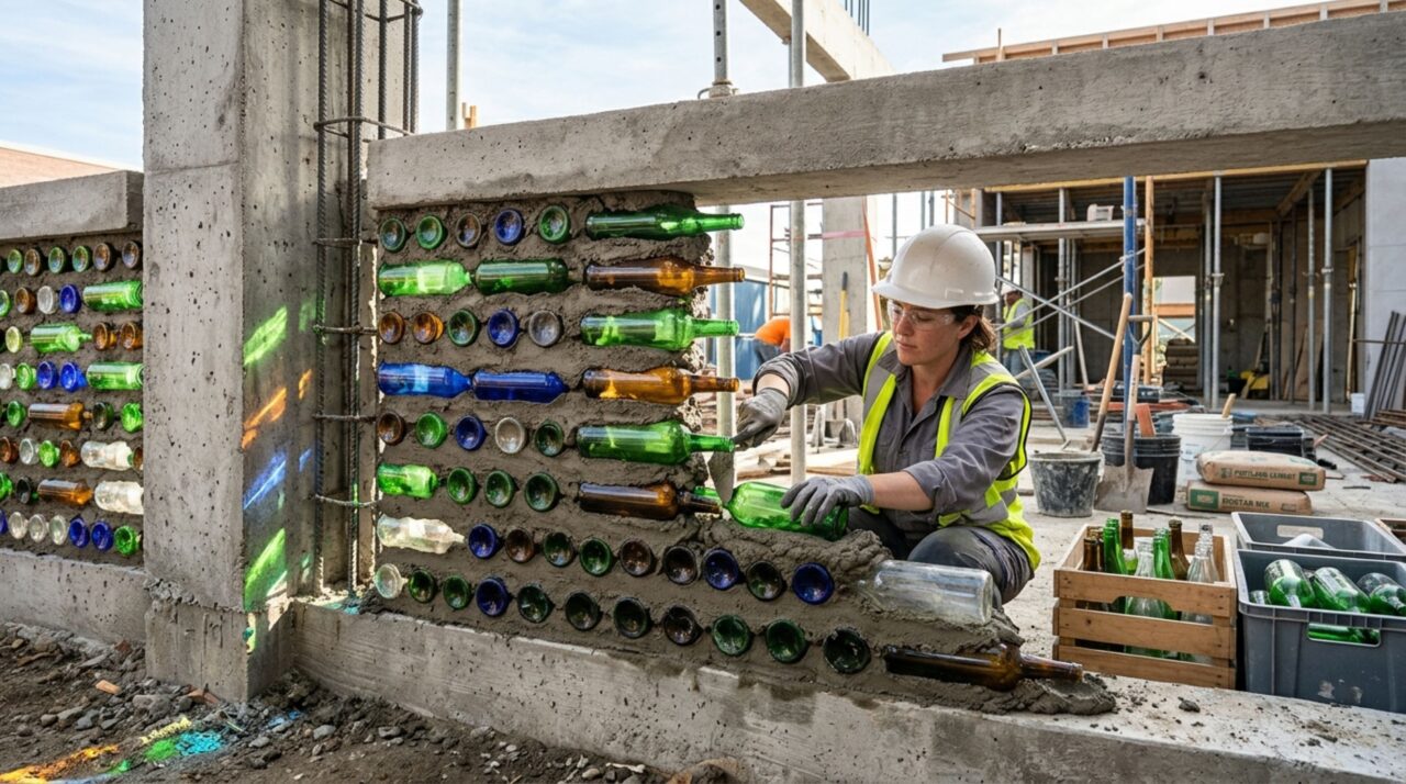Como as garrafas viram mosaicos de luz dentro de uma estrutura reforçada