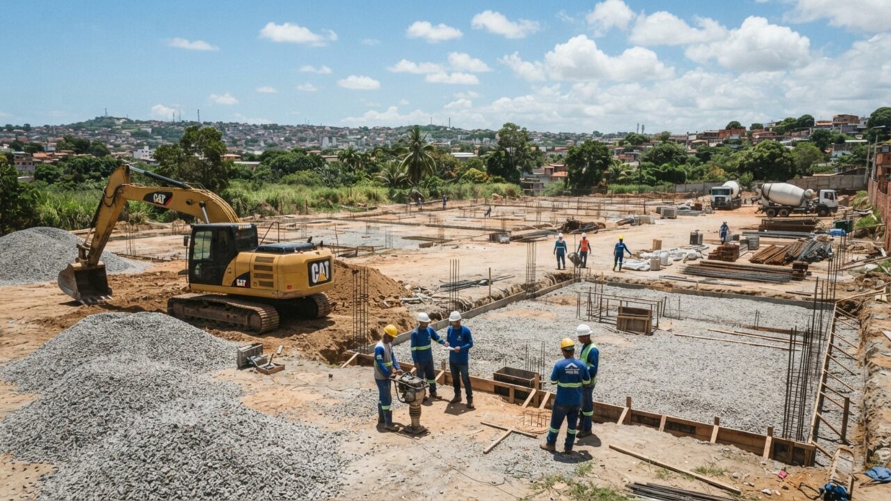Adeus caçambas de entulho: o novo sistema de trituração na obra que transforma sobras de concreto em contrapiso e reduz o custo final em até 15%