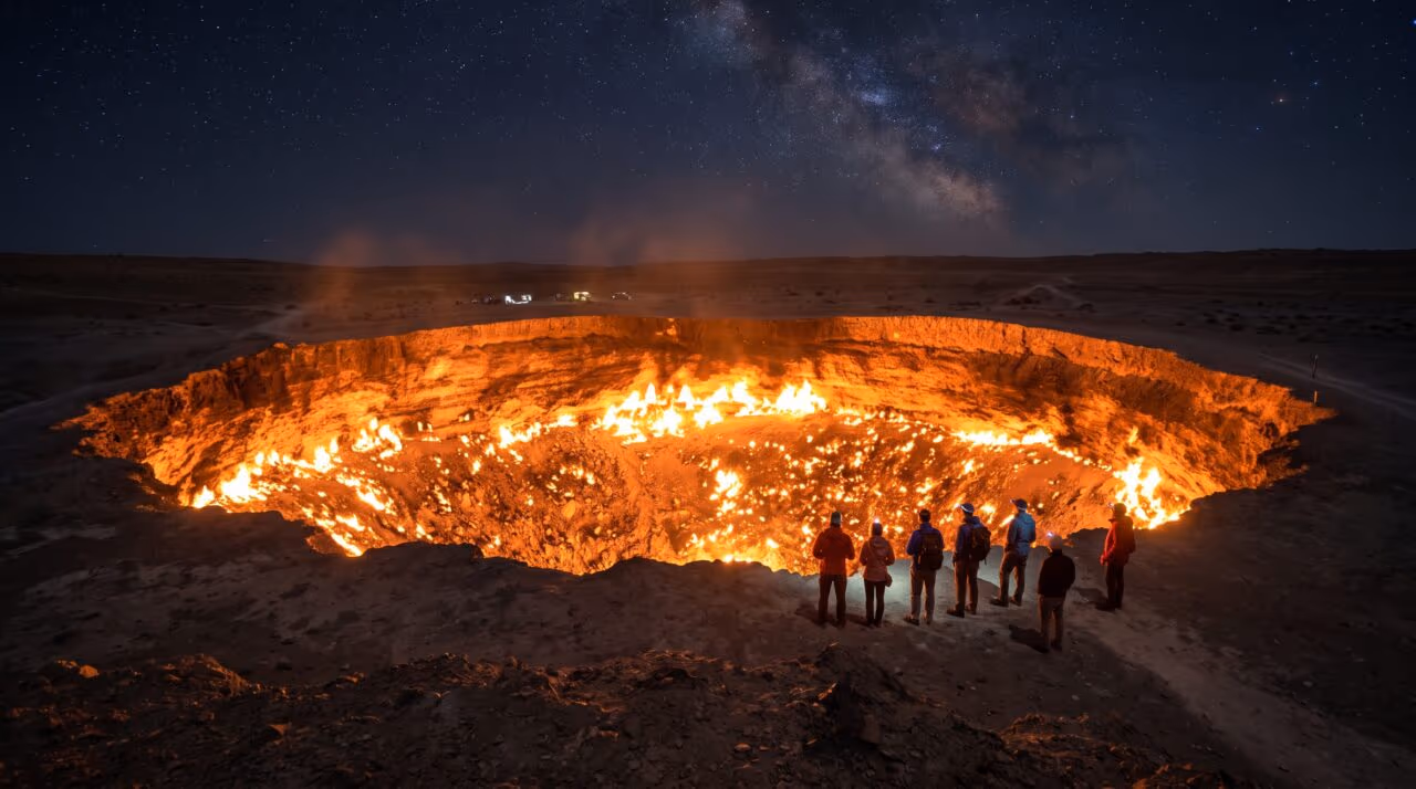 Como é visitar a Porta do Inferno? Conheça a cratera que queima há décadas no Turcomenistão