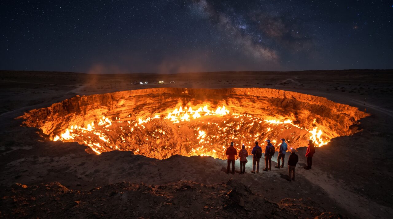 Como é visitar a Porta do Inferno? Conheça a cratera que queima há décadas no Turcomenistão