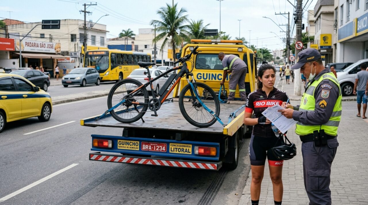 Ciclista de bike elétrica é parado em blitz, descobre que precisa de placa e CNH e tem o veículo apreendido no meio do trajeto para o trabalho