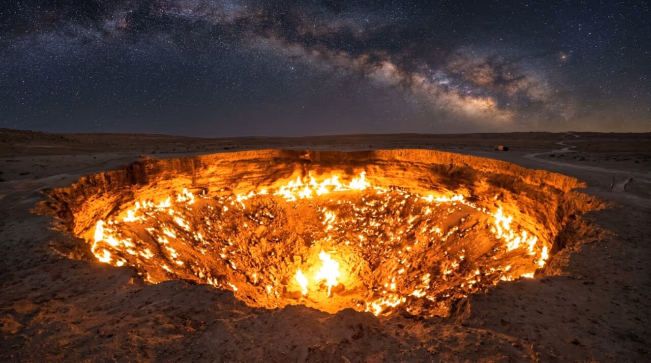 O enigma da Porta do Inferno, a cratera de 70 metros que queima há mais de 50 anos no meio do deserto