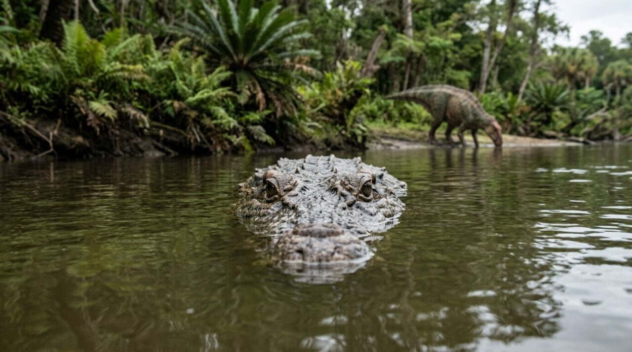 O crocodiliano de 10 metros que dominava as margens e deixou nos ossos dos dinossauros a prova de suas mordidas