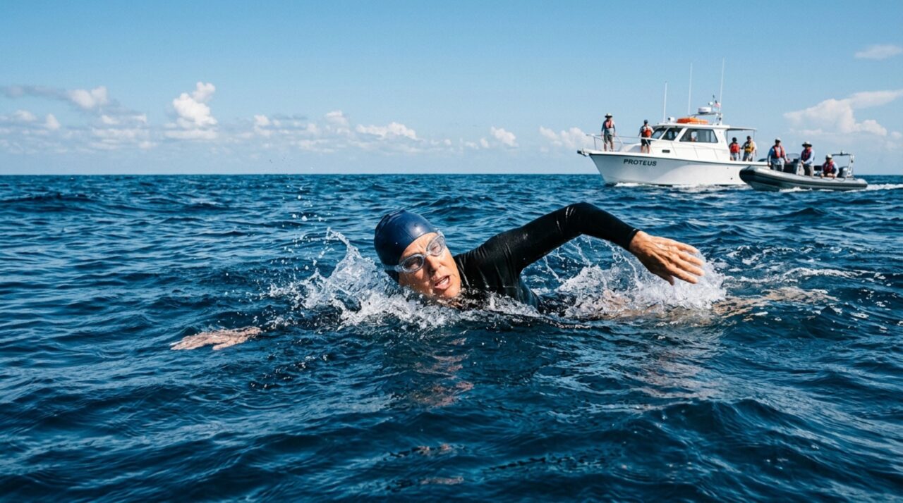 A mulher de 64 anos que nadou quase 178 km de Cuba à Flórida durante 52 horas e 54 minutos