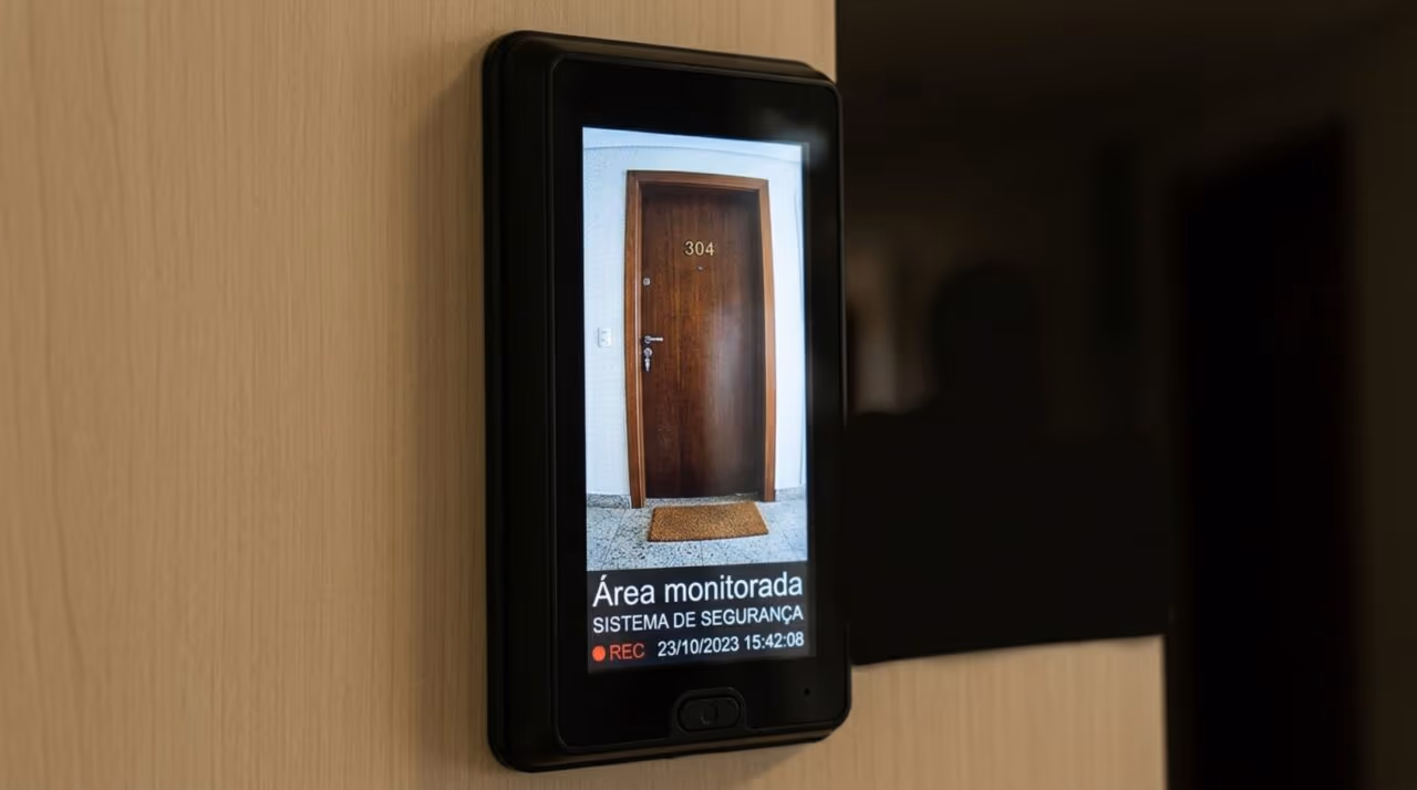 Câmera na porta do apartamento pode filmar o corredor e a porta do vizinho?