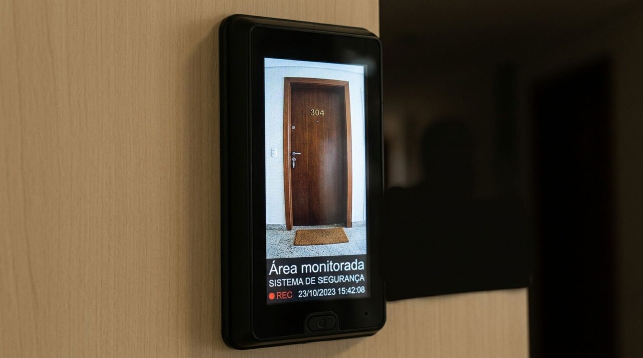 Câmera na porta do apartamento pode filmar o corredor e a porta do vizinho?