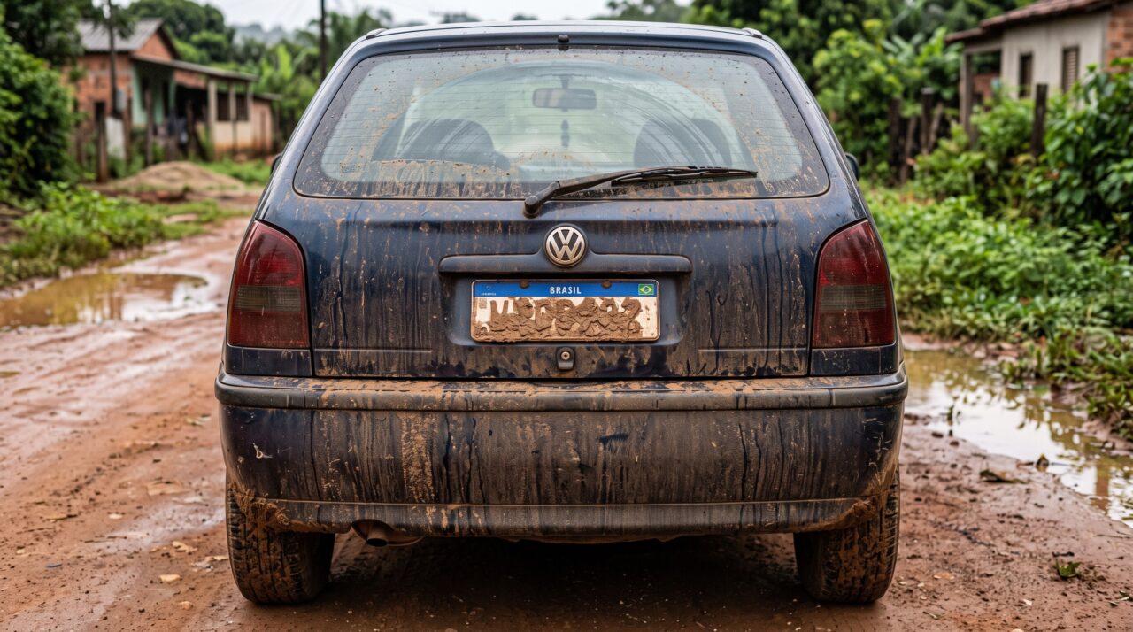 A multa e a punição por trafegar com a placa do veículo encoberta por lama ou sujeira.