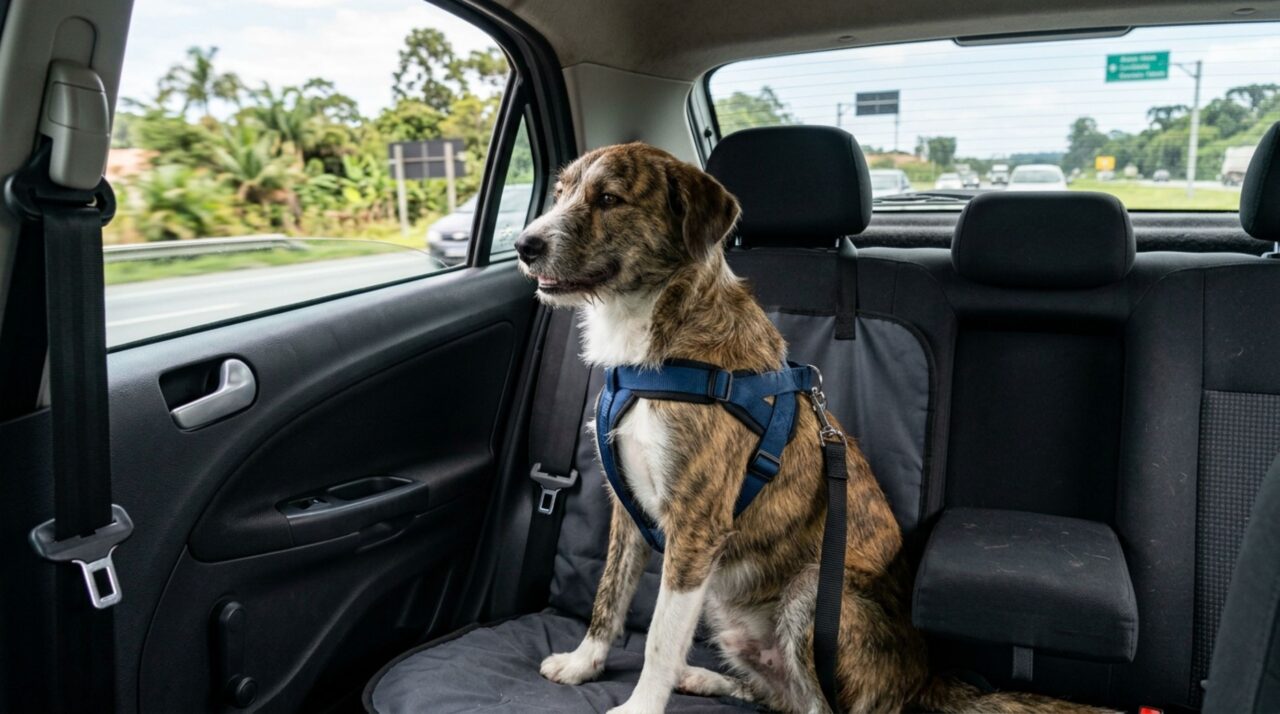 Motorista levava cachorro no colo enquanto dirigia e foi parado na blitz sem saber o motivo