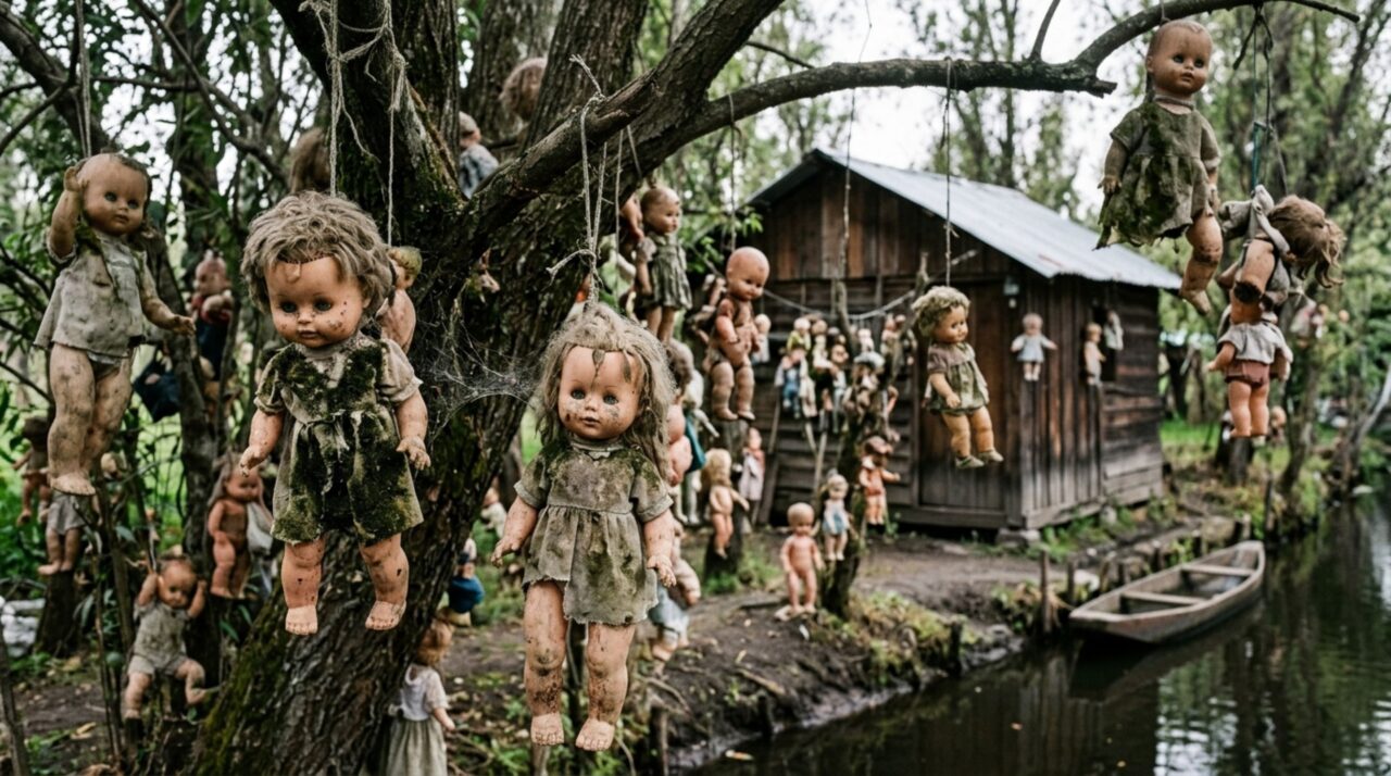 Décadas de chuva e abandono transformaram brinquedos em um cenário inquietante