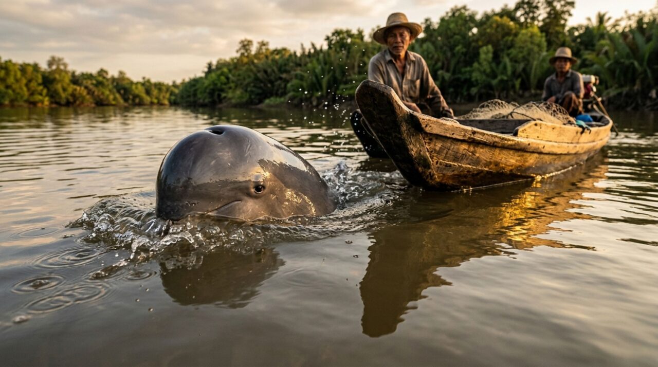 Os golfinhos selvagens que chamam pescadores para o rio e dividem com eles o mesmo cardume