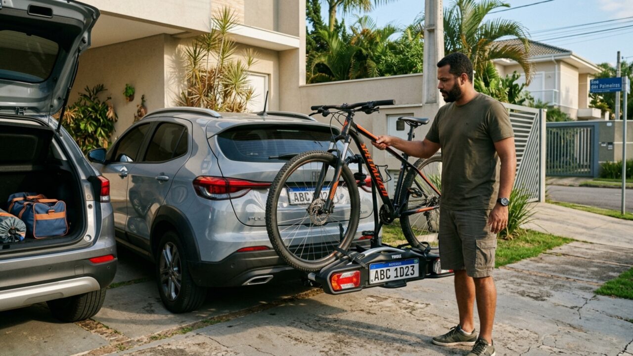 Quem leva bicicleta ou carga no carro precisa conhecer a regra da segunda placa traseira