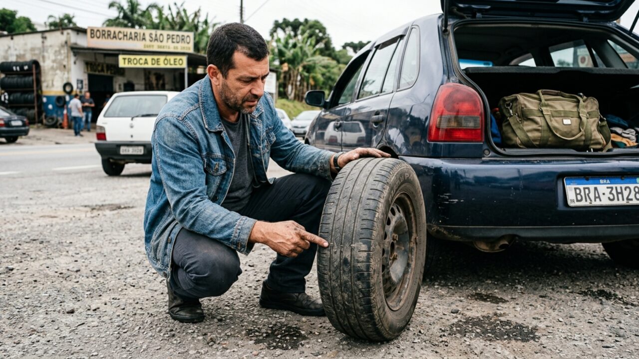 Pneus abaixo de 1,6 mm podem transformar a viagem de carro antigo em multa e risco de retenção