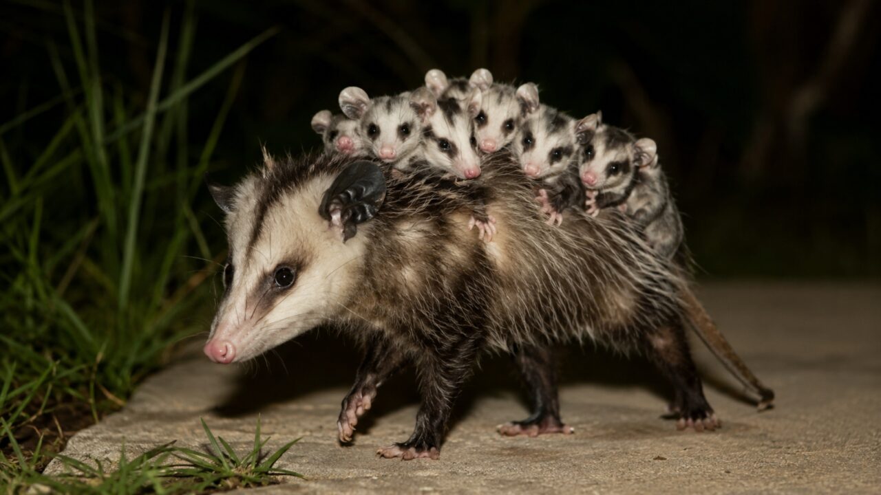 Eles são a verdadeira brigada de limpeza da natureza; mantêm pragas sob controle (comendo carrapatos, baratas, ratos e escorpiões), limpam animais mortos, ajudam a dispersar sementes e essa mamãe estava arrodeada de “soldadinhos”