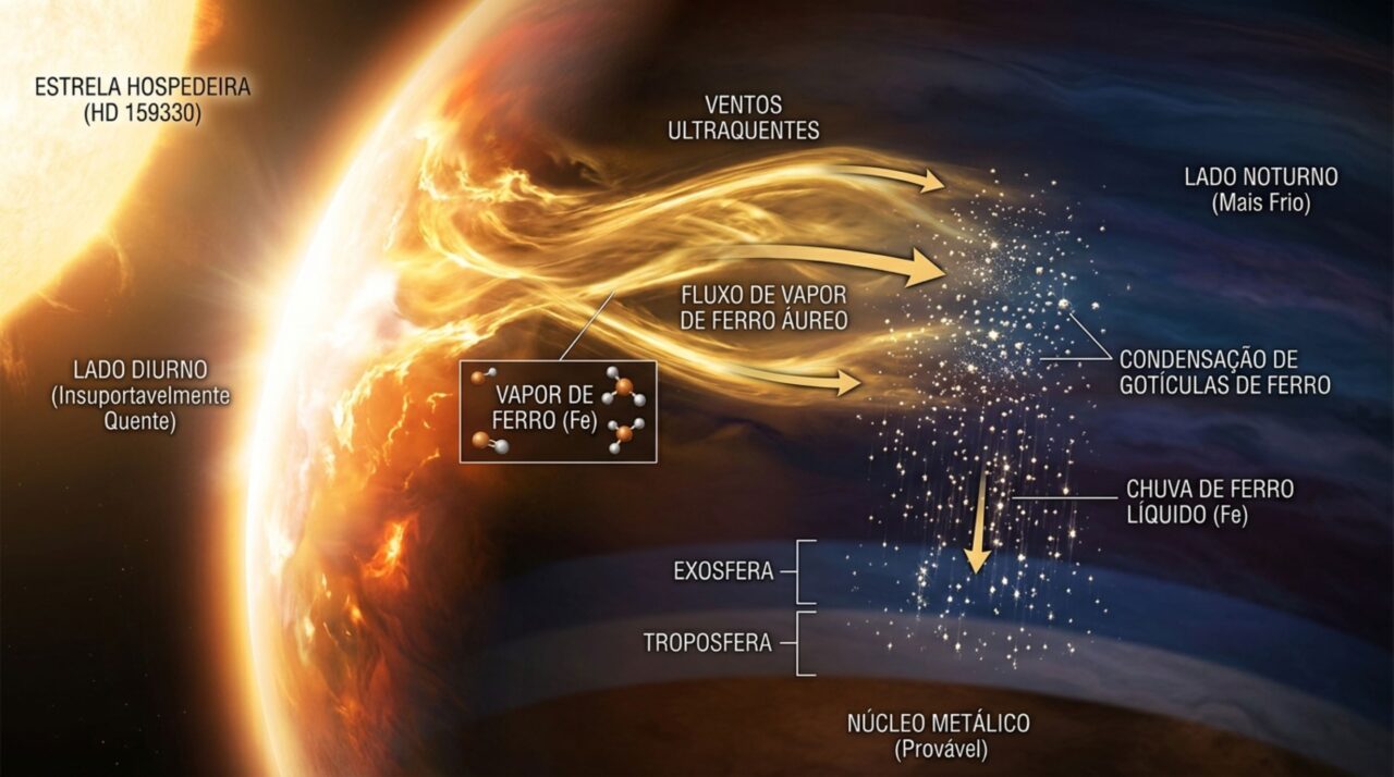 A complexa e robusta dinâmica de ventos projetada para resfriar os metais vaporizados e transformá-los em tempestades de ferro