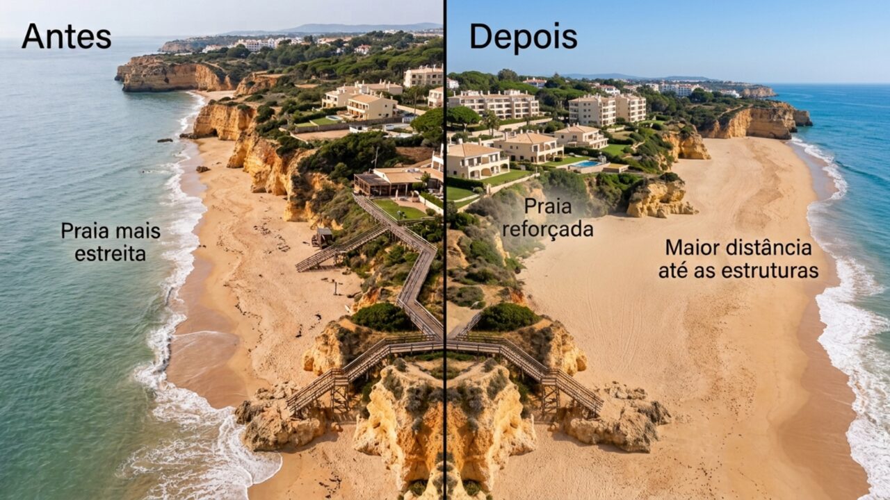 Portugal usa 1,4 milhão de m³ de areia para recuperar 6,7 km de praias