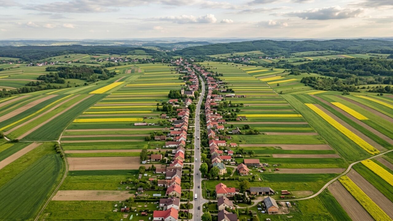 A vila onde 6 mil habitantes vivem em uma única rua que se estende por mais de 9 km em um dos padrões rurais mais incomuns do mundo