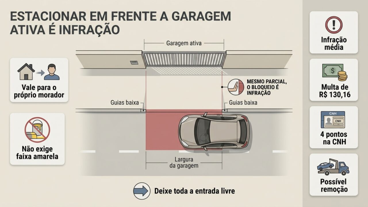 O que a lei diz sobre estacionar na frente da própria garagem no Brasil