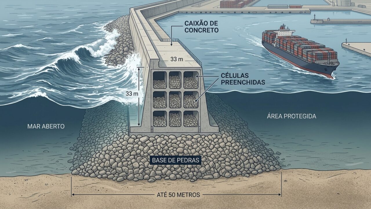 Itália lança blocos gigantes de concreto no Mediterrâneo para recuperar espaço perdido para portos da Espanha
