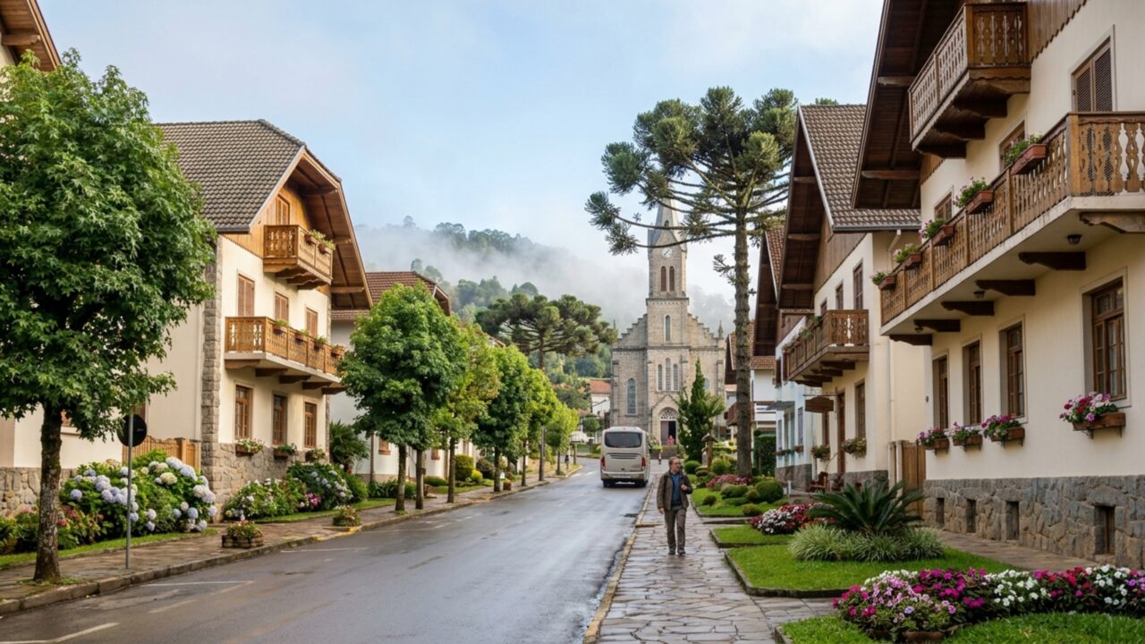 Fundada por um ex-ministro da Áustria em 1933, essa cidade do interior catarinense com 9 mil habitantes ainda fala dialeto tirolês, tem consulado europeu e apareceu no top 100 destinos do mundo