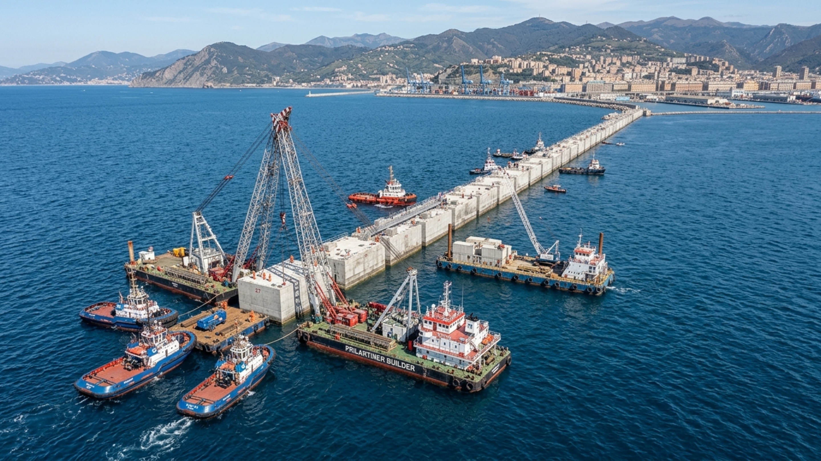 Itália lança blocos gigantes de concreto no Mediterrâneo para recuperar espaço perdido para portos da Espanha
