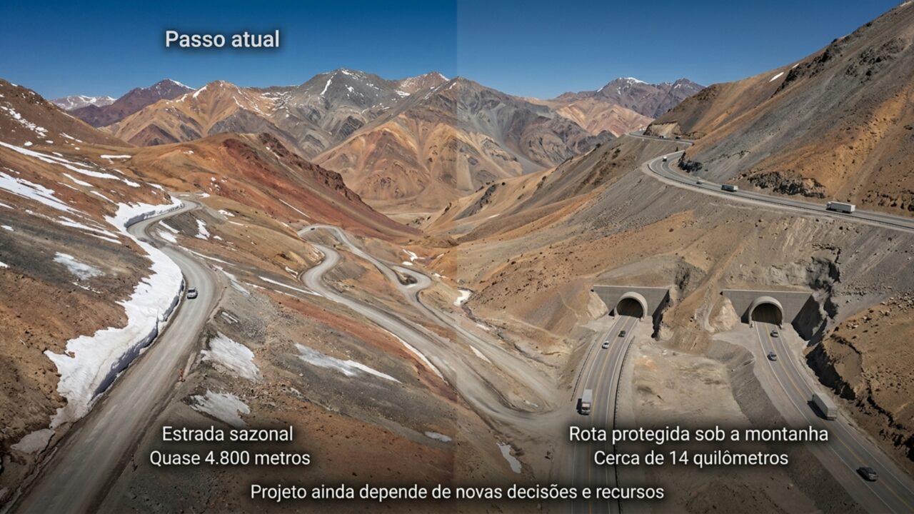 Túnel de 14 quilômetros sob a Cordilheira dos Andes para ligar Argentina e Chile