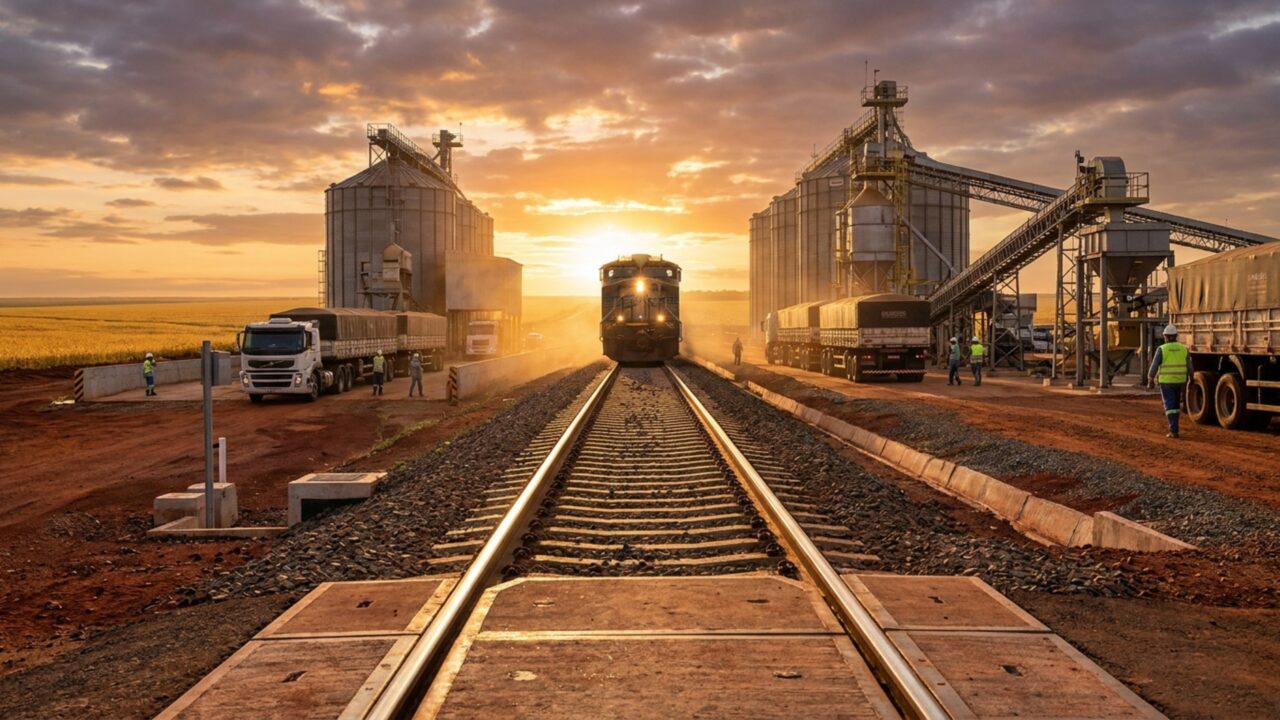 A cidade que recebe 2 mil caminhões por dia acaba de ganhar os primeiros 163 km de uma ferrovia de R$ 5 bilhões que vai cortar 740 km até o coração da soja