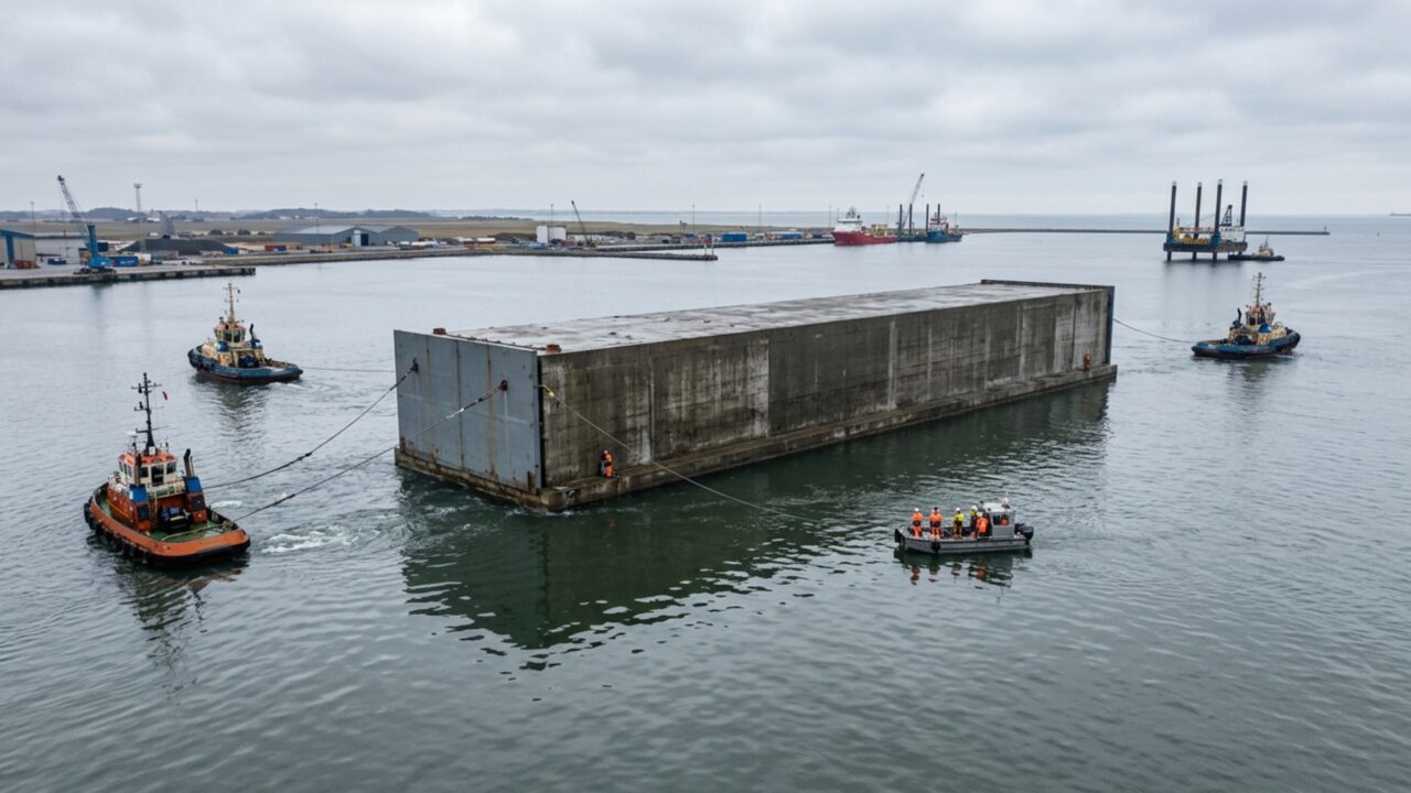 Blocos de 73.500 toneladas começam a formar túnel de 18 km no fundo do mar entre dois países