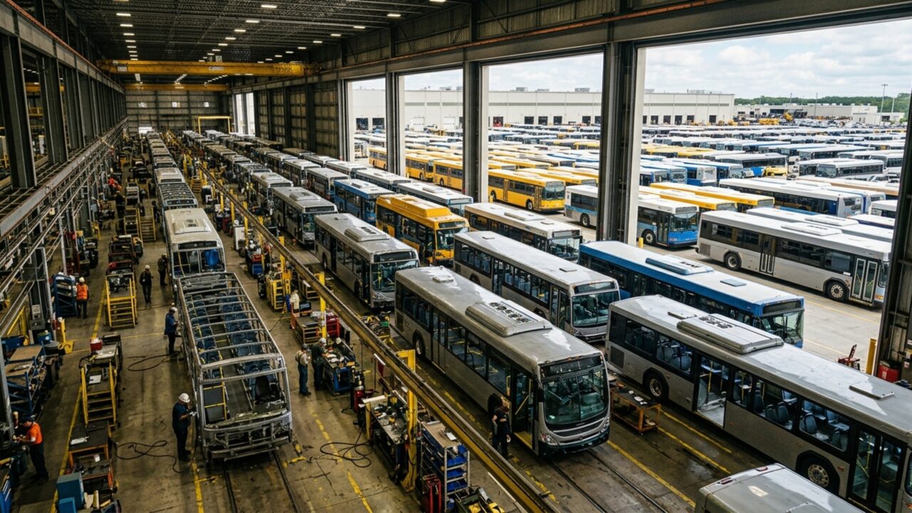 Cidade industrial brasileira fabrica ônibus que circulam em mais de 140 países dos cinco continentes