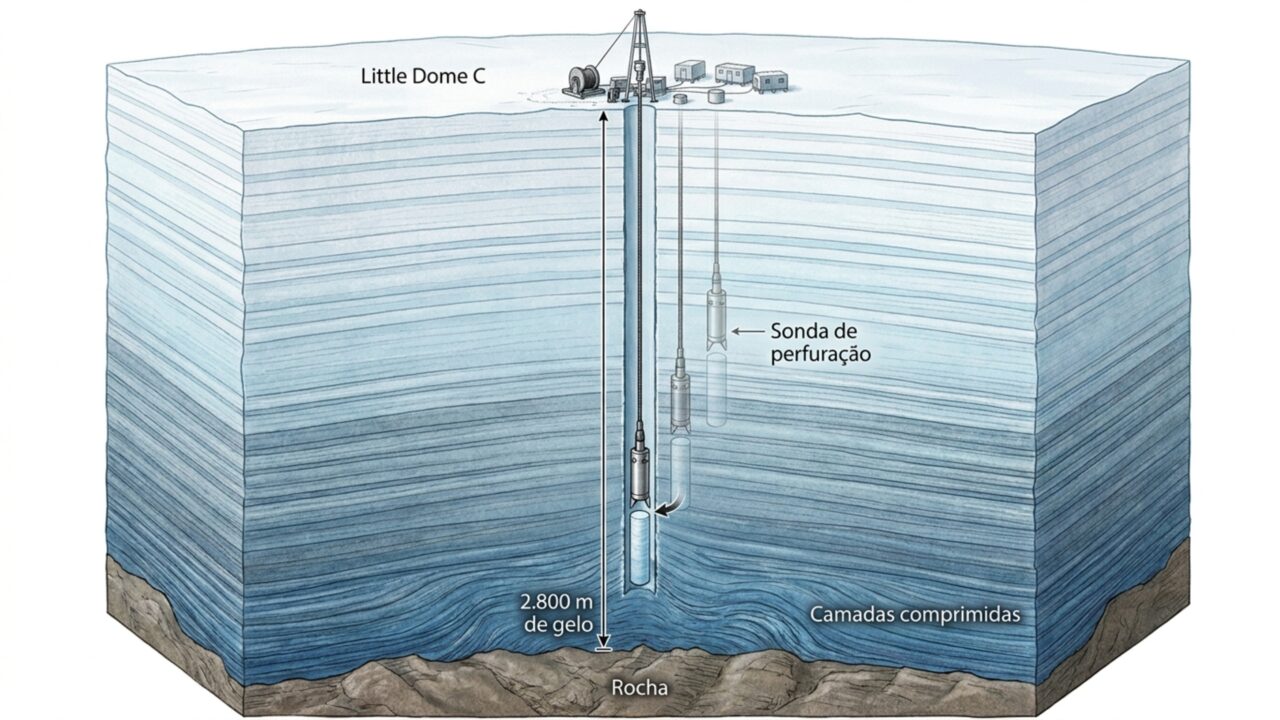 Cientistas retiram cilindro de gelo de quase 2,8 quilômetros para voltar 1,2 milhão de anos no clima da Terra