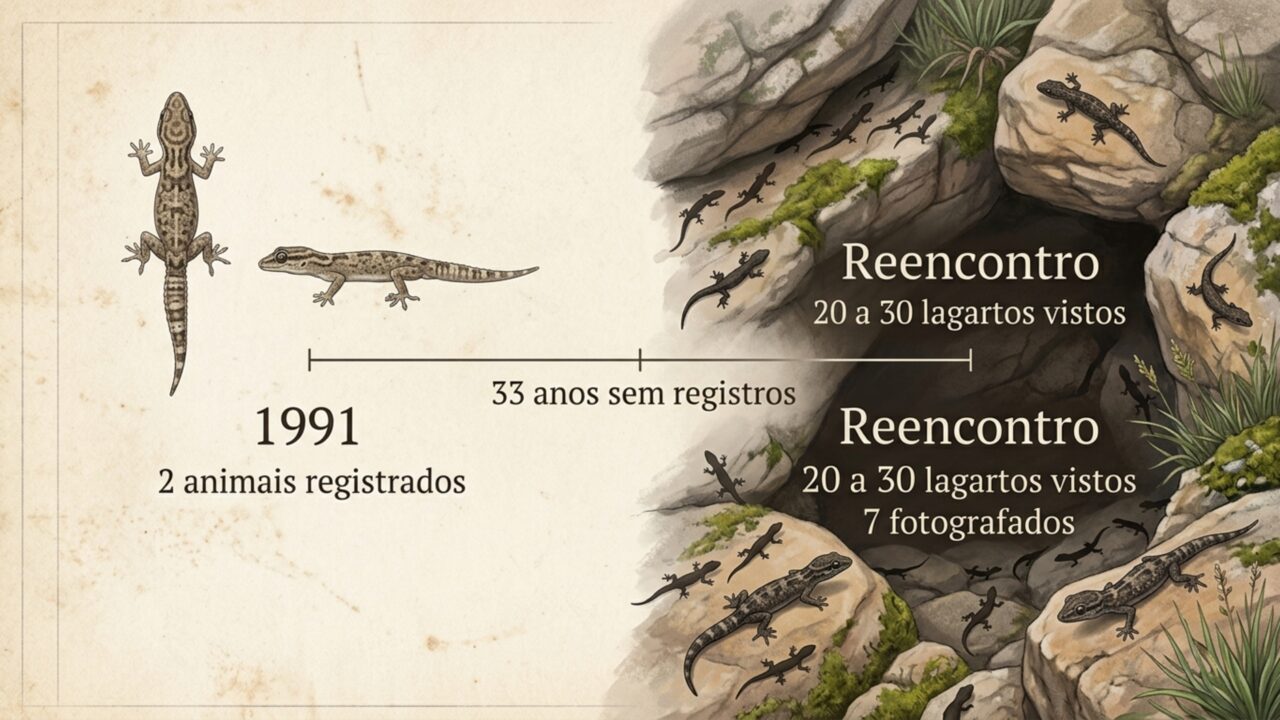 Lagartixa perdida há 33 anos é reencontrada em montanha e surpreende pesquisadores
