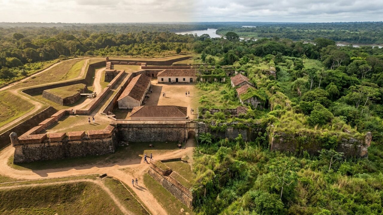 A maior fortaleza portuguesa fora da Europa tem muralhas de 7 metros e fica escondida na Amazônia, a 730 km da capital