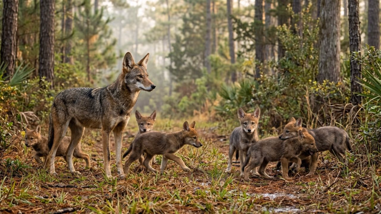 Dez filhotes de um dos lobos mais raros do mundo sobrevivem na natureza e emocionam equipe de recuperação