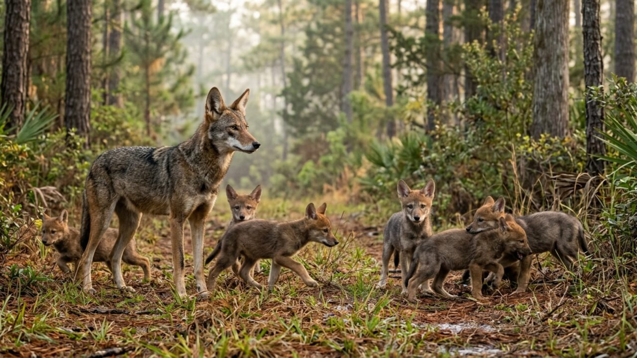 Dez filhotes de um dos lobos mais raros do mundo sobrevivem na natureza e emocionam equipe de recuperação