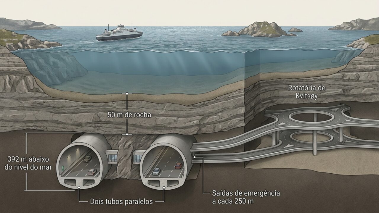 Noruega cava túnel de 26,7 quilômetros a 392 metros sob o mar para acabar com travessia de balsa