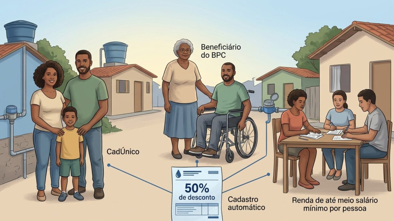 Famílias de baixa renda podem ter 50% de desconto nos primeiros 15 mil litros da conta de água
