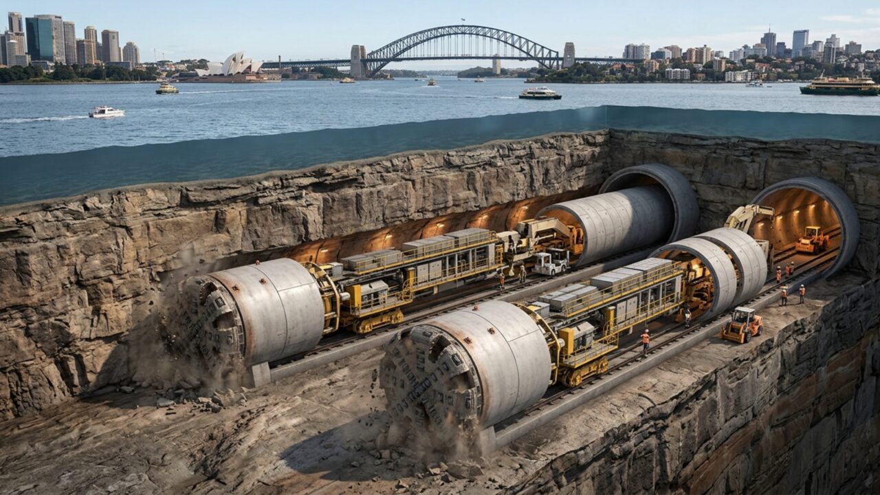 Máquinas de 4.300 toneladas serão montadas debaixo da terra para abrir túnel sob o famoso porto