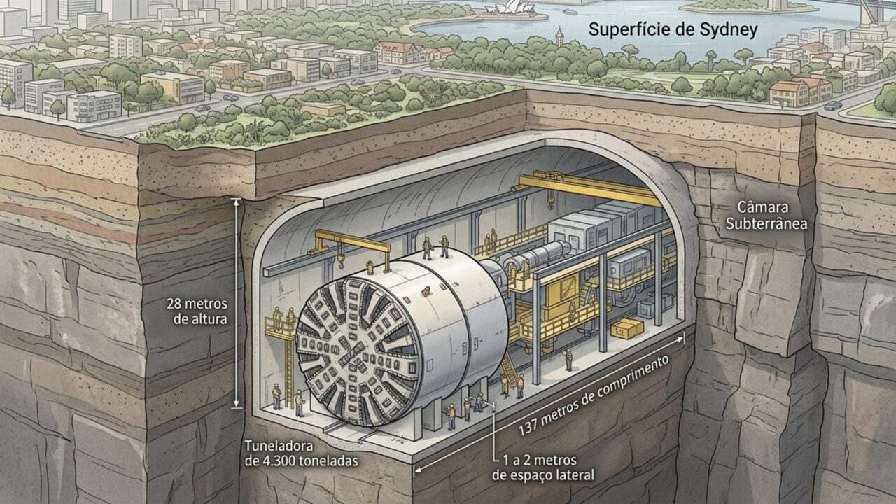 Máquinas de 4.300 toneladas serão montadas debaixo da terra para abrir túnel sob o famoso porto