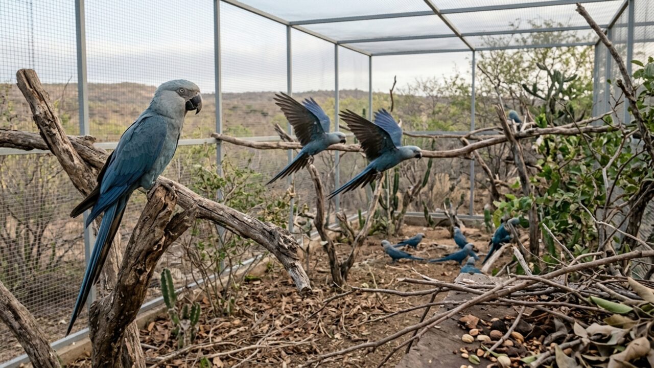 Brasil tenta recuperar espécie extinta na natureza após trazer 41 aves da Alemanha e emociona pesquisadores