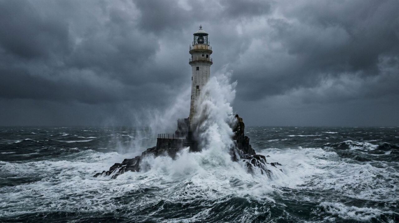 O segredo do farol de 1904 que enfrenta ondas gigantes e continua preso a uma pequena rocha no Atlântico