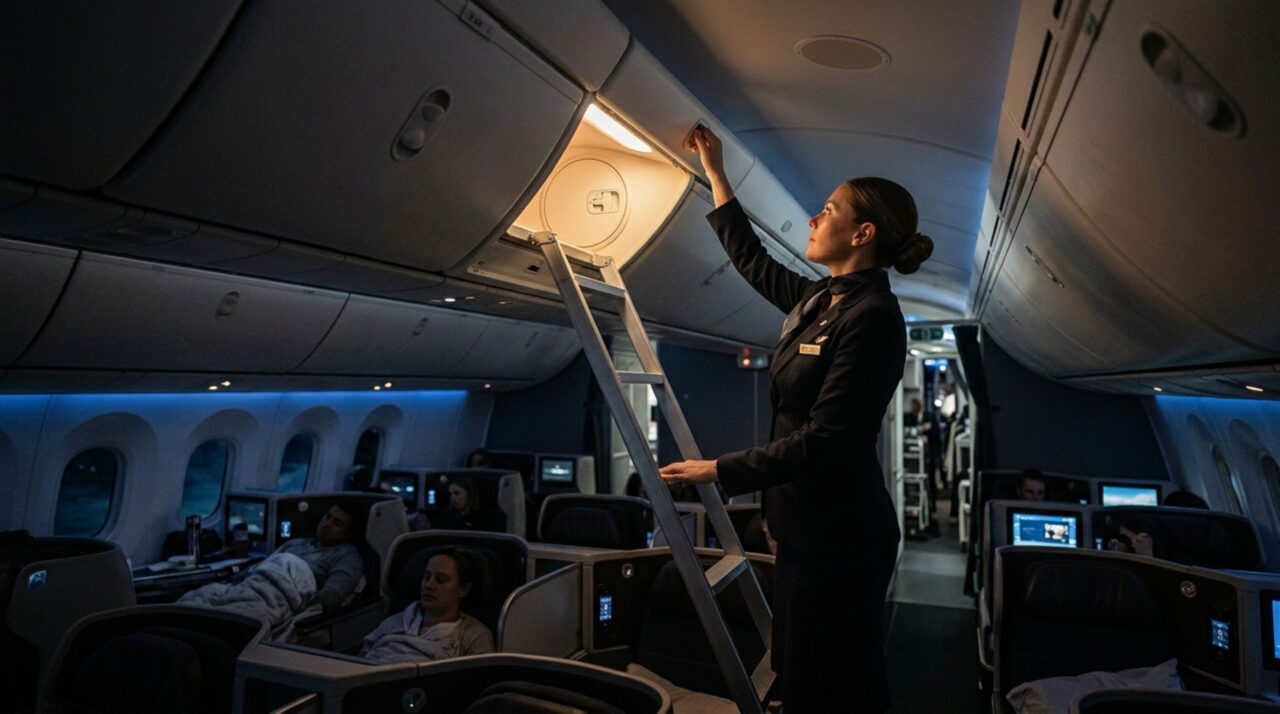 O compartimento escondido no teto do avião onde pilotos desaparecem para dormir durante voos de mais de 12 horas