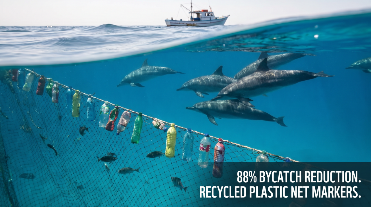 Garrafas plásticas recicladas ajudam a reduzir a captura de golfinhos em redes de pesca em até 88%