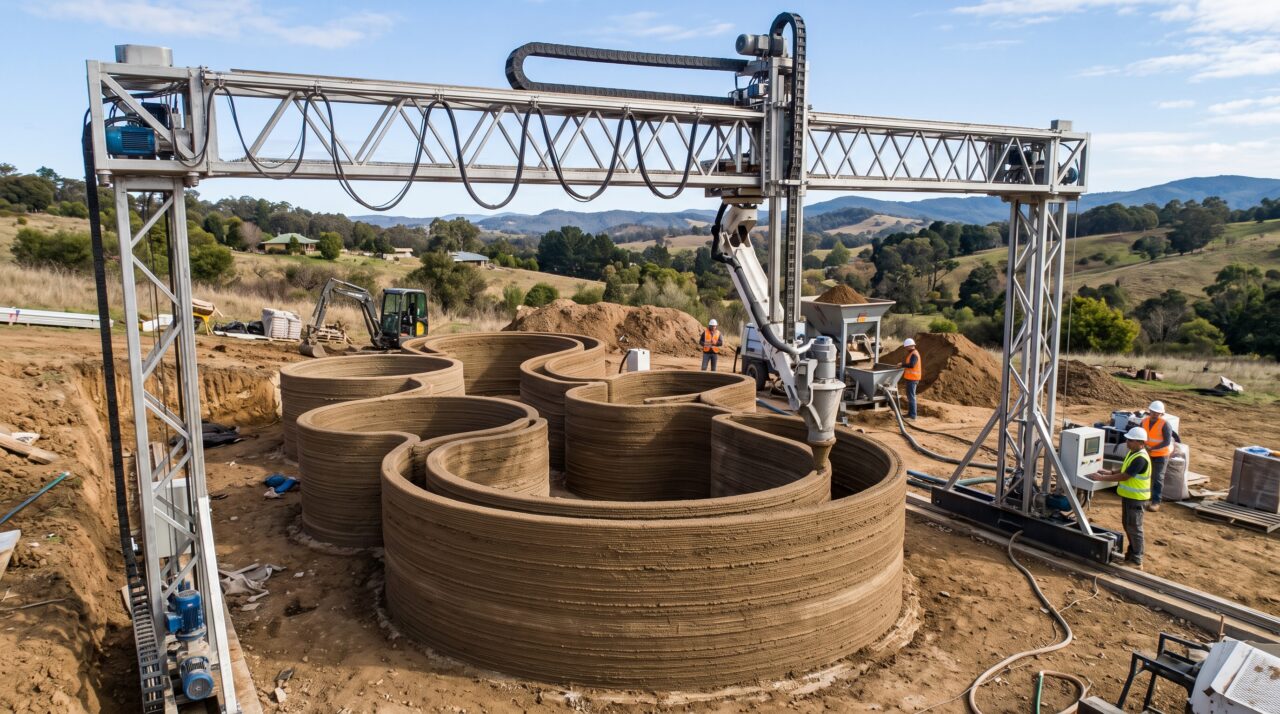 O uso de impressão 3D com terra local para construir casas sustentáveis baseadas na estrutura do joão-de-barro.