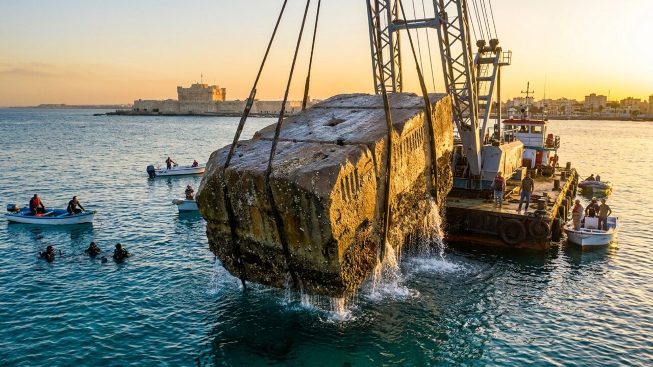 Após mais de 1.600 anos de história, arqueólogos trazem à superfície 22 blocos de até 80 toneladas de uma das Sete Maravilhas do mundo antigo