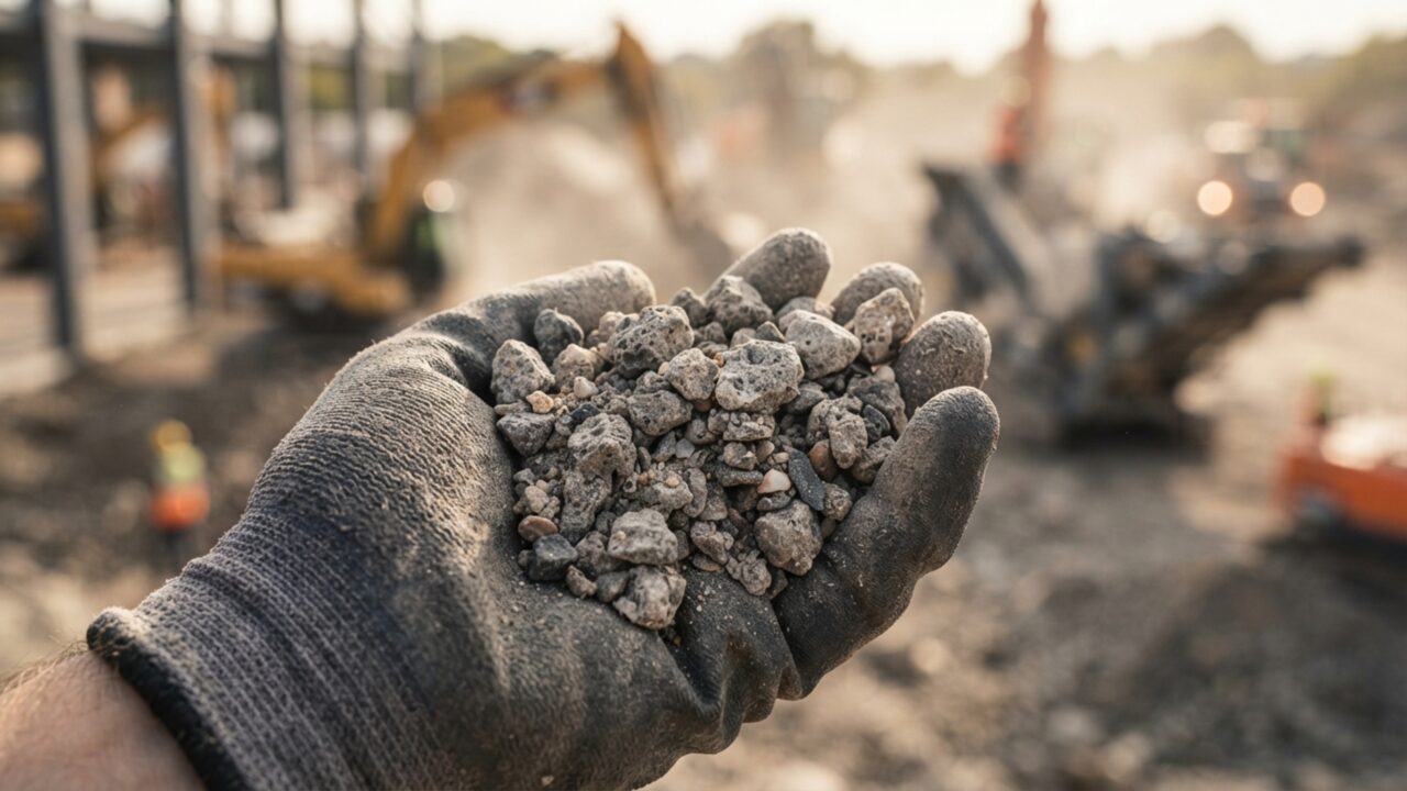 Adeus caçambas de entulho: o novo sistema de trituração na obra que transforma sobras de concreto em contrapiso e reduz o custo final em até 15%