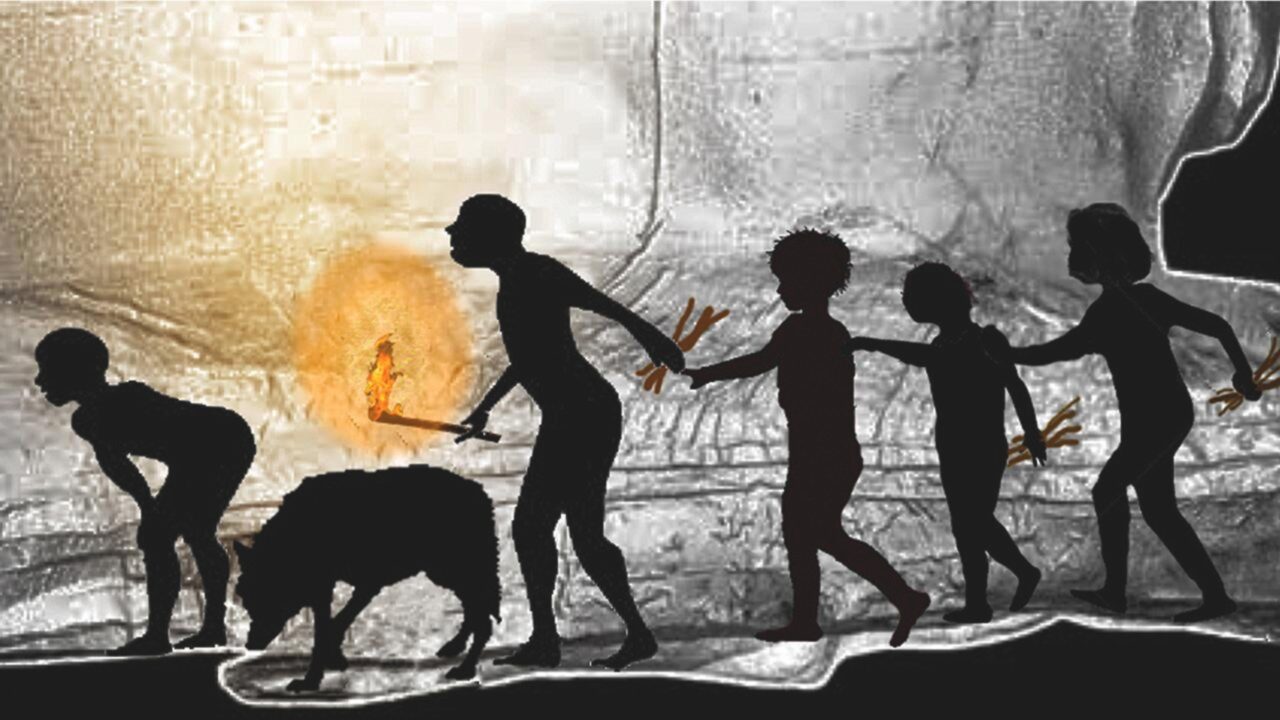 Há 14.400 anos, cinco pessoas e um canídeo entraram corajosamente em uma caverna usando galhos de pinheiro para iluminar