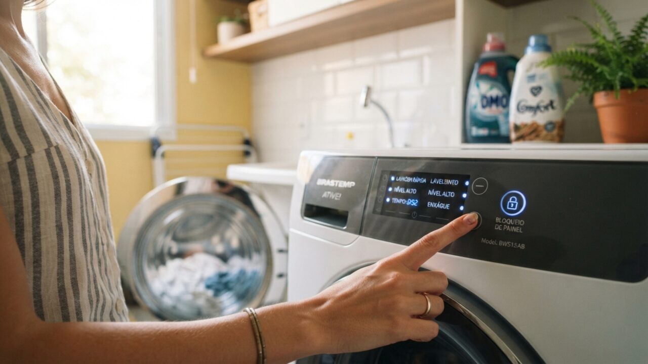 O botão de 3 segundos na máquina de lavar: a função “oculta” no painel que ajusta o enxágue e economiza até 40 litros de água por ciclo